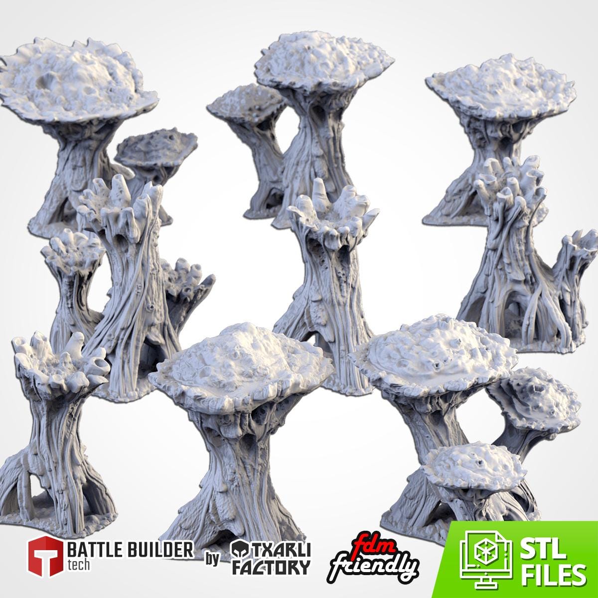 Modular XENO TREES Txarli Factory Infected Tyranid Building Terrain Cityscape Set, Perfect for Tabletop Wargames