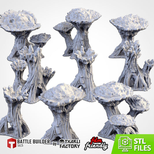 Modular XENO TREES Txarli Factory Infected Tyranid Building Terrain Cityscape Set, Perfect for Tabletop Wargames