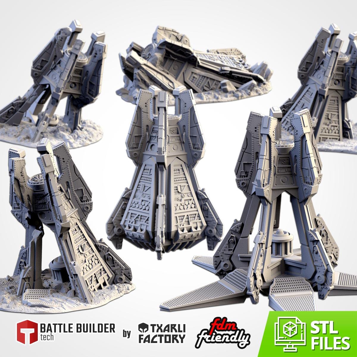 Modular LANDING CAPSULES Txarli Factory Sci-Fi modular Wreckage Set, Perfect for Tabletop Wargames