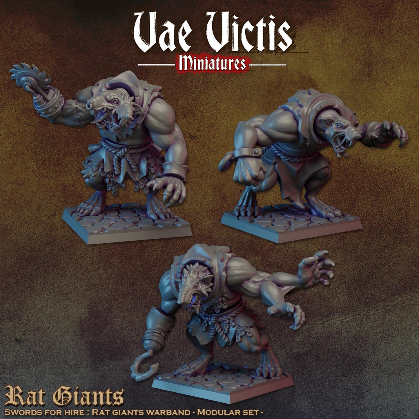 Rat Giants, Rat Ogres, Fantasy Miniatures by Vae Victis, perfect for Fantasy Wargames and Tabletop RPGs