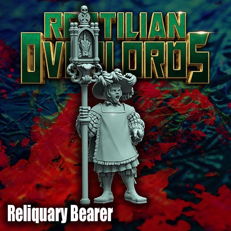 Reliquary Bearer by Reptilian Overlords, Fantasy Wargames Empire Standard Bearer, Empire Captain