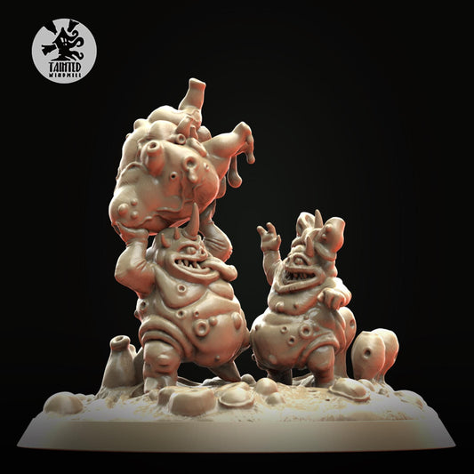 Bloated Knight and Bloated Love Set, Chaotic Marine Monopose Miniatures Sculpted by Tainted Windmill for Wargames set in the Grimdark Future