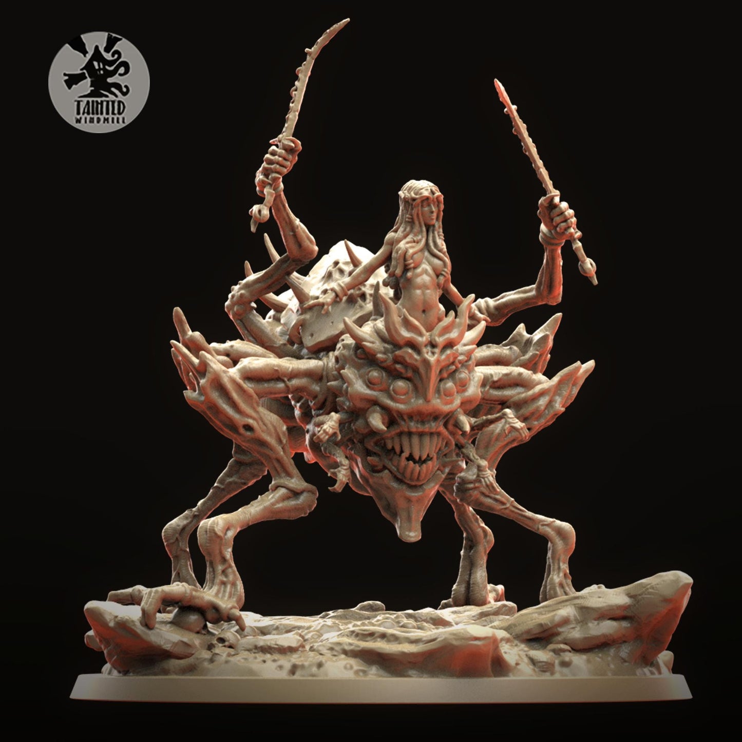 Spider DemiGoddess, Chaotic Daemonic Monopose Miniatures Sculpted by Tainted Windmill for Wargames set in the Grimdark Future
