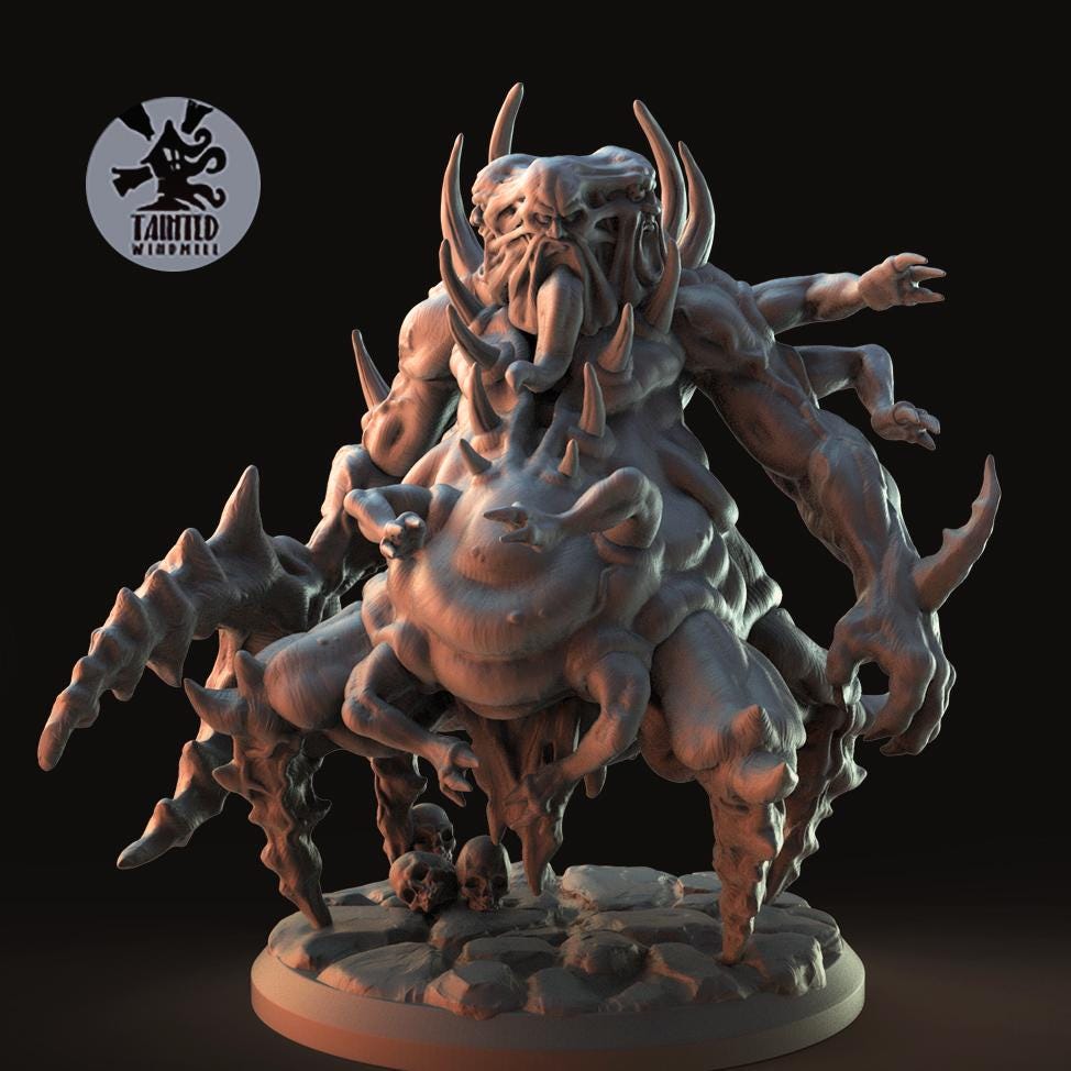 Qlipoth Spawn, Chaotic Daemonic Monopose Miniatures Sculpted by Tainted Windmill for Wargames set in the Grimdark Future
