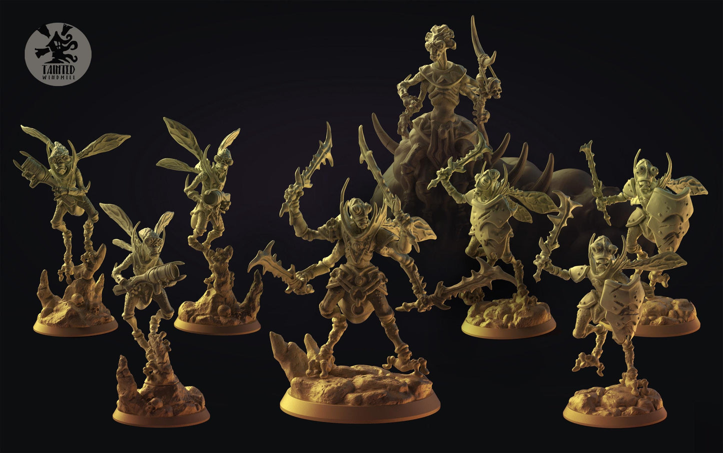 Geonocian Set, Chaotic Ant Alien Monopose Miniatures Sculpted by Tainted Windmill for Wargames set in the Grimdark Future