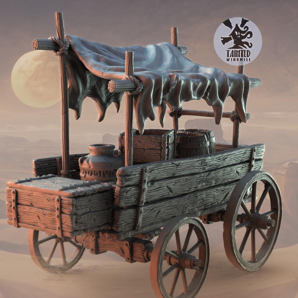 Small Desert Village Terrain Set, Chaotic Plagued Terrain Sculpted by Tainted Windmill for Wargames set in the Grimdark Future