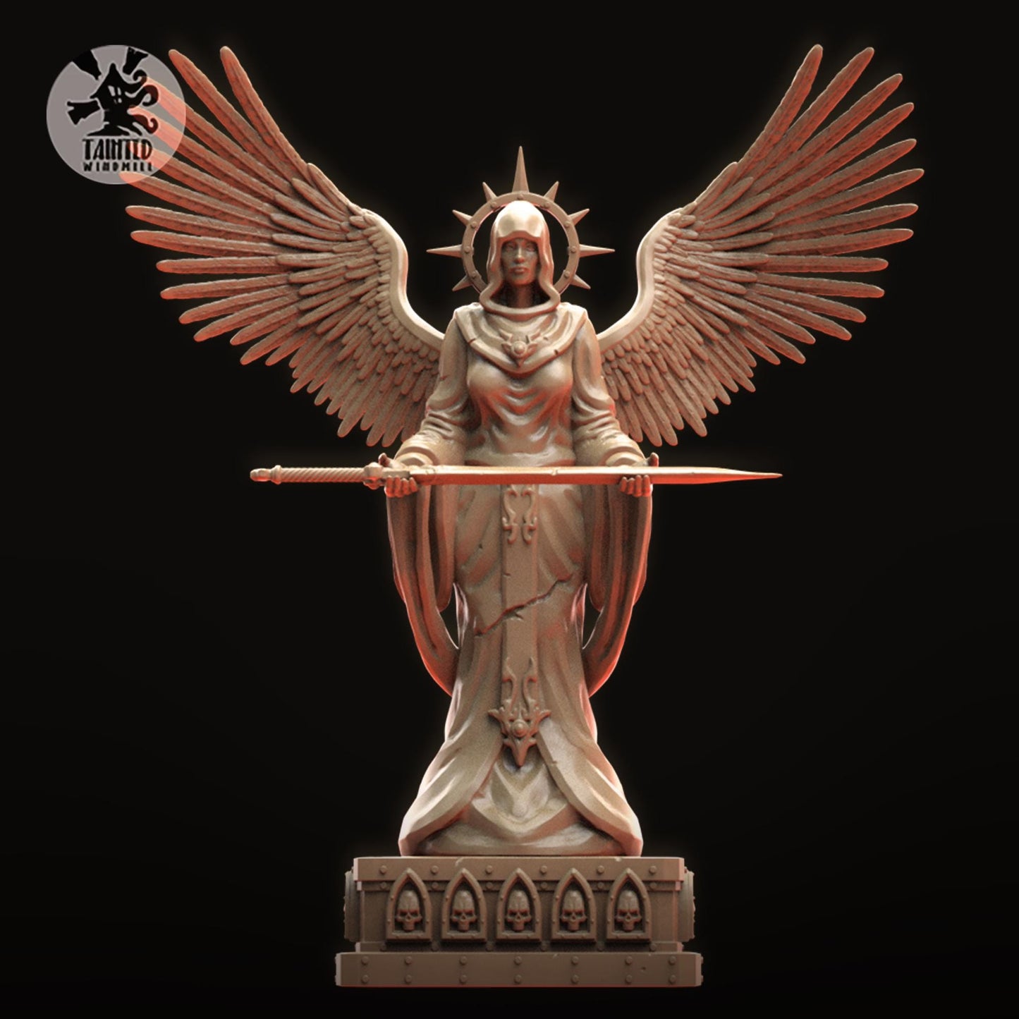 Gothic Statues and Bases, Imperial Cathedral Terrain Features Sculpted by Tainted Windmill for Wargames set in the Grimdark Future