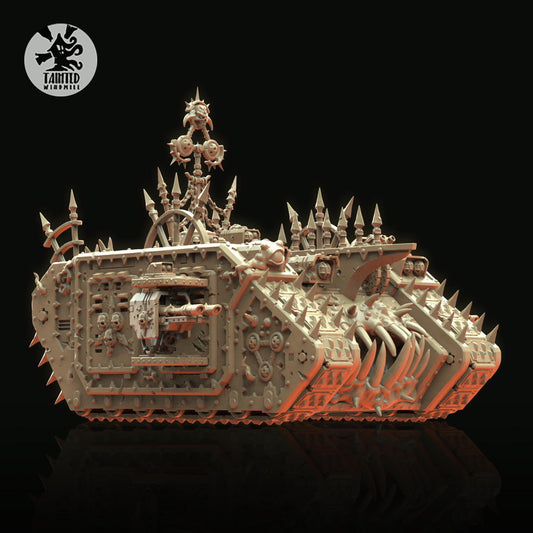 Decay Heavy Transport, Plague Space Marine Transport Vehicle Sculpted by Tainted Windmill for Wargames set in the Grimdark Future
