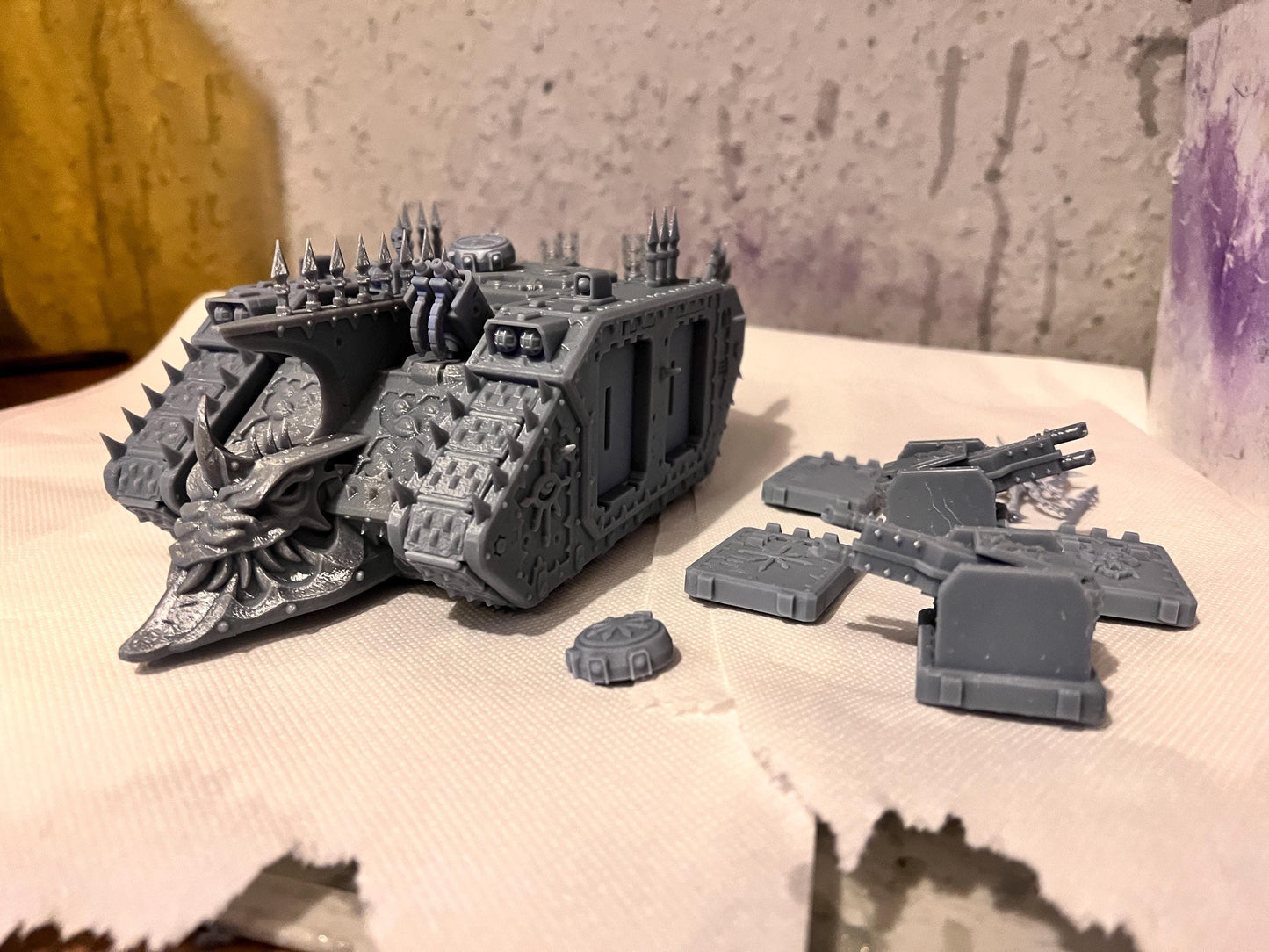 Chaos Heavy Transport Vehicle, Chaos Space Marine Transport Vehicle Sculpted by Tainted Windmill for Wargames set in the Grimdark Future