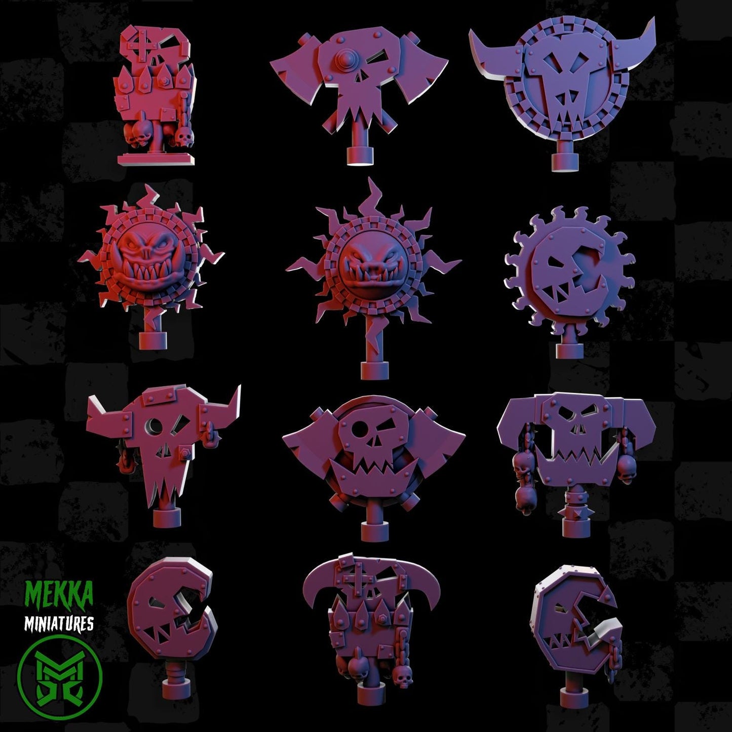 Armoured Orks Set 2, Space-Faring Orkish Menace Sculpted by Mekka Miniatures, Grimdark Compatible, Scaled for Sci-Fi Miniature Wargames