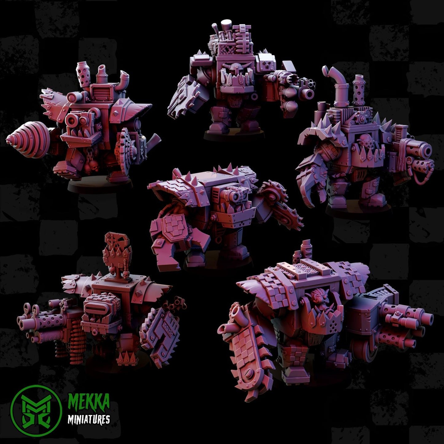 Armoured Orks Set 2, Space-Faring Orkish Menace Sculpted by Mekka Miniatures, Grimdark Compatible, Scaled for Sci-Fi Miniature Wargames