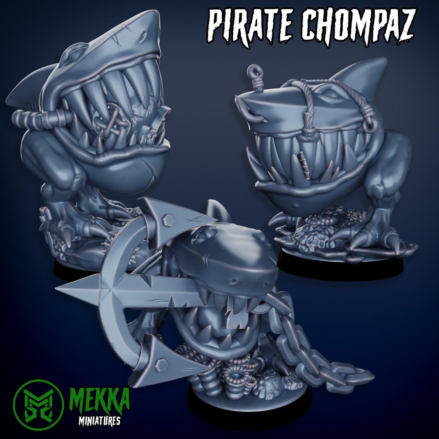 Pirate Chompaz Set, Space-Faring Orkish Menace Sculpted by Mekka Miniatures, Grimdark Compatible, Scaled for Sci-Fi Miniature Wargames