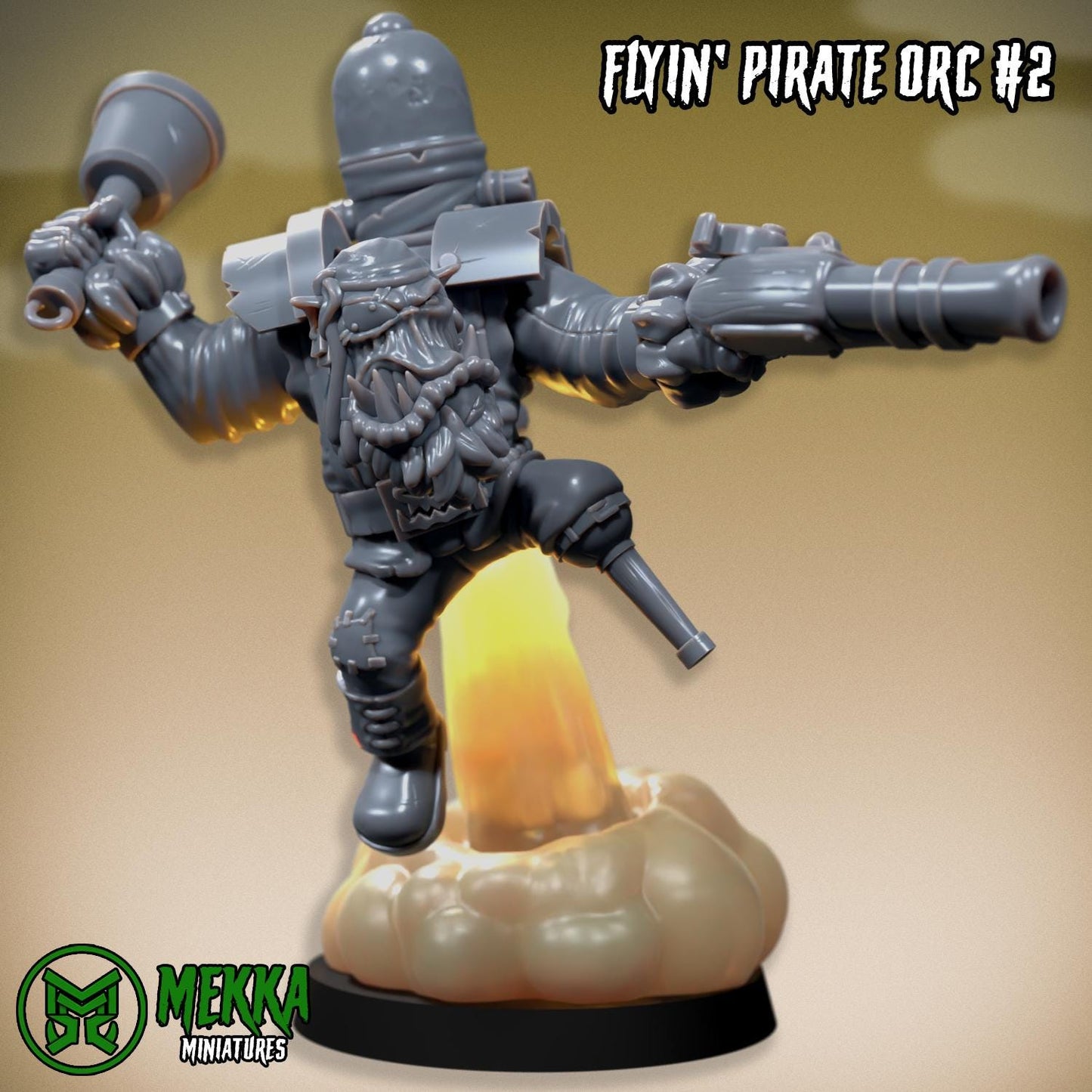 Flyin Orc Pirates, Space-Faring Orkish Menace Sculpted by Mekka Miniatures, Grimdark Compatible, Scaled for Sci-Fi Miniature Wargames