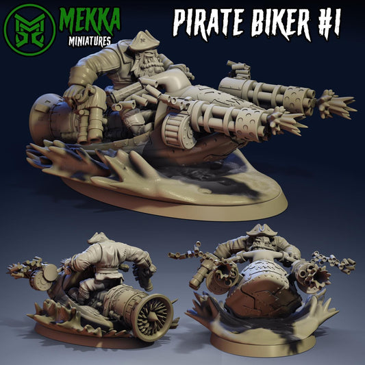 Pirate Biker Set, Space-Faring Orkish Menace Sculpted by Mekka Miniatures, Grimdark Compatible, Scaled for Sci-Fi Miniature Wargames