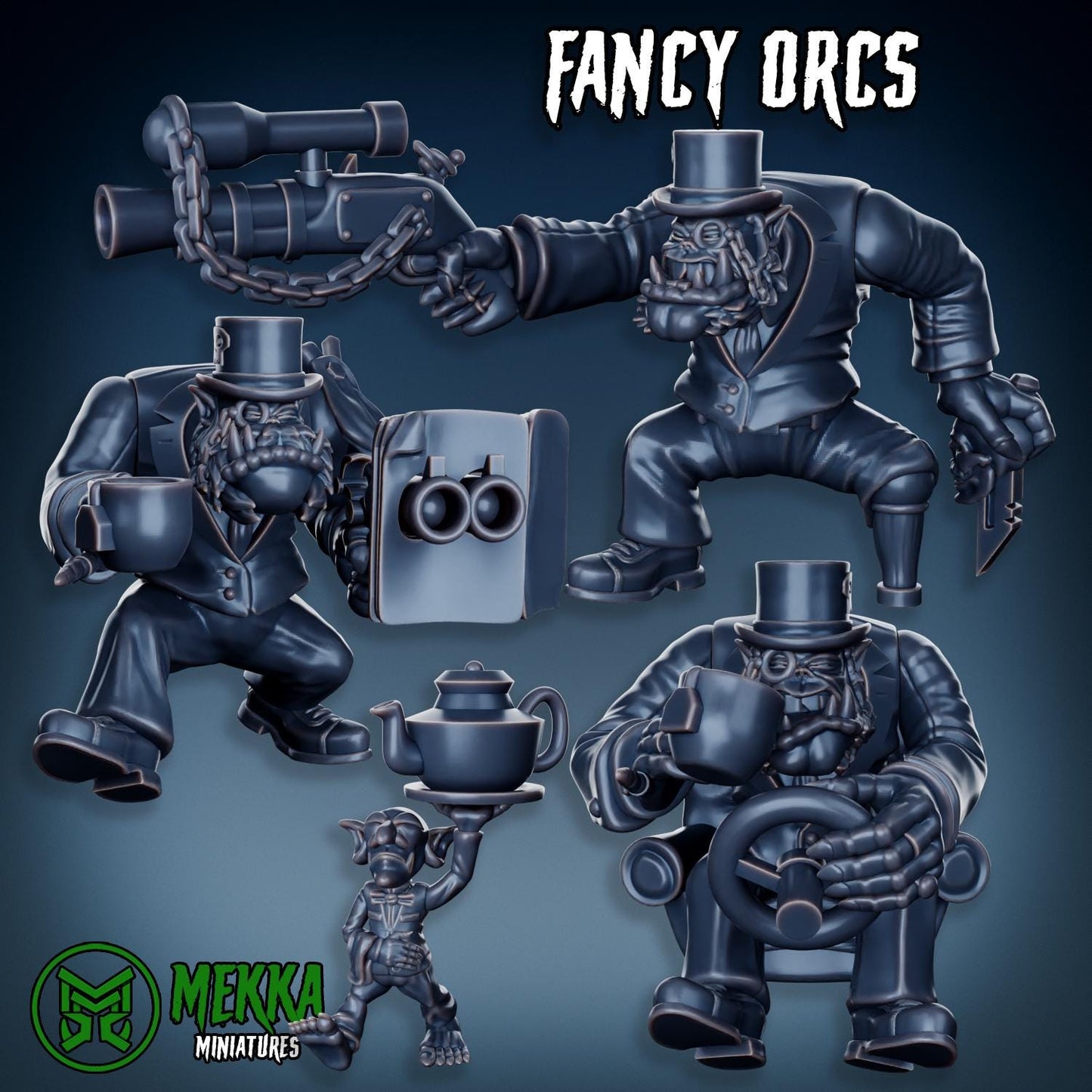 Fancy Orcs, Space-Faring Orkish Menace Sculpted by Mekka Miniatures, Grimdark Compatible, Scaled for Sci-Fi Miniature Wargames