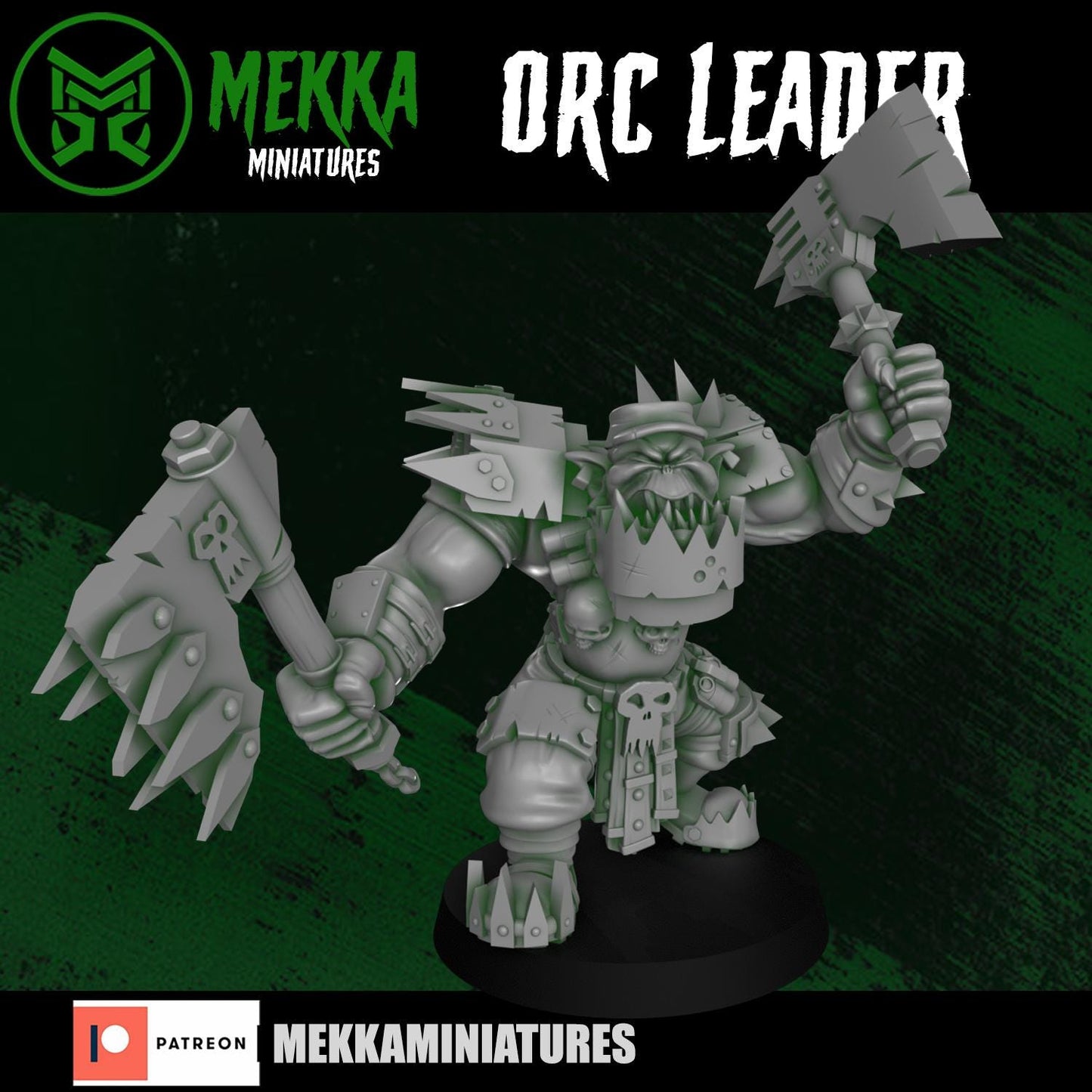 Modular Orc Leader, Space-Faring Orkish Menace Sculpted by Mekka Miniatures, Grimdark Compatible, Scaled for Sci-Fi Miniature Wargames