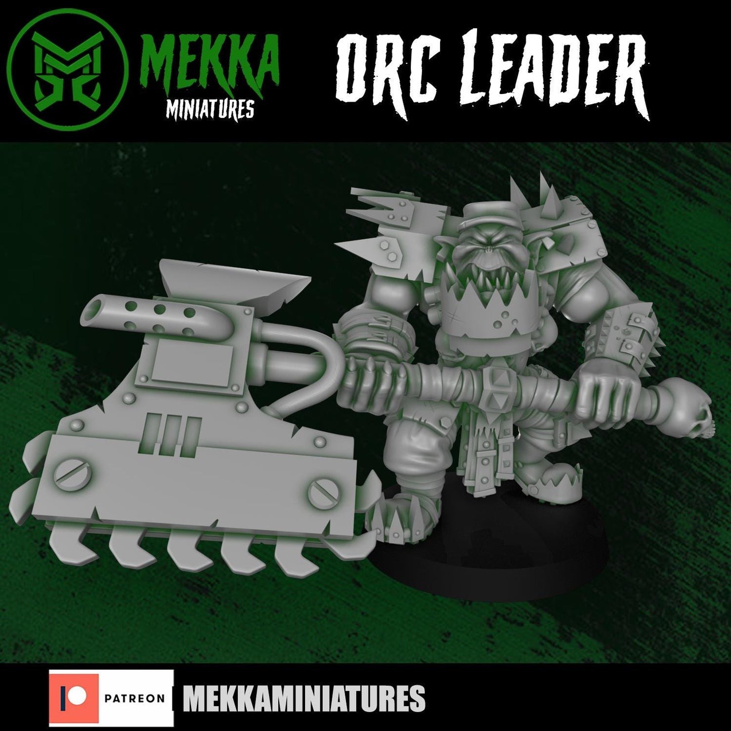 Modular Orc Leader, Space-Faring Orkish Menace Sculpted by Mekka Miniatures, Grimdark Compatible, Scaled for Sci-Fi Miniature Wargames
