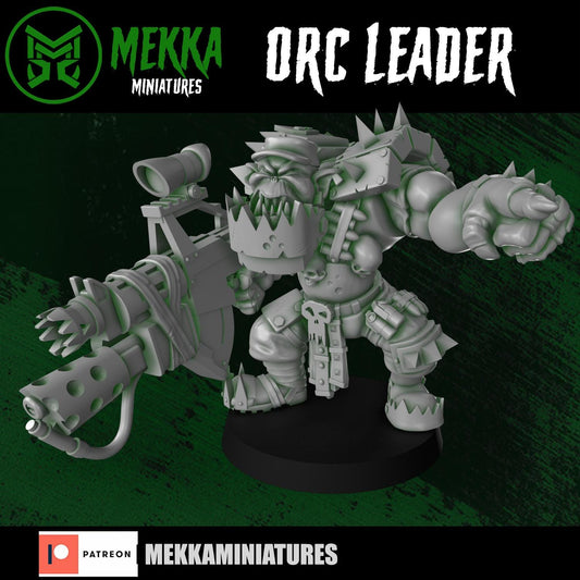 Modular Orc Leader, Space-Faring Orkish Menace Sculpted by Mekka Miniatures, Grimdark Compatible, Scaled for Sci-Fi Miniature Wargames