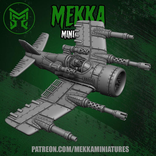 Orc Jet, Space-Faring Orkish Menace Sculpted by Mekka Miniatures, Grimdark Compatible, Scaled for Sci-Fi Miniature Wargames