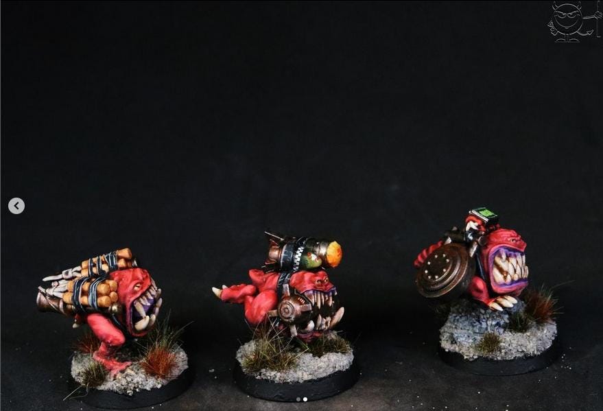 Bomb Chompas, Space-Faring Orkish Menace Sculpted by Mekka Miniatures, Grimdark Compatible, Scaled for Sci-Fi Miniature Wargames