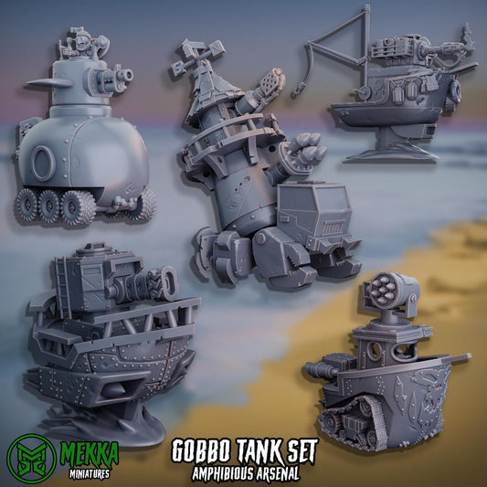 Pirate Gobbo Tanks, Space-Faring Orkish Menace Sculpted by Mekka Miniatures, Grimdark Compatible, Scaled for Sci-Fi Miniature Wargames