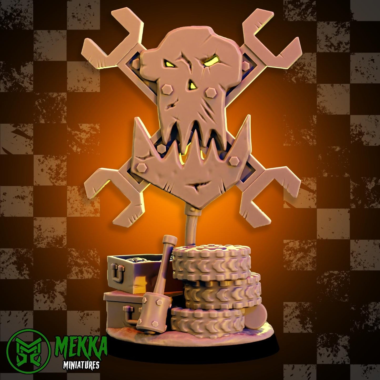 Objective Marker set, Space-Faring Orkish Menace Sculpted by Mekka Miniatures, Grimdark Compatible, Scaled for Sci-Fi Miniature Wargames