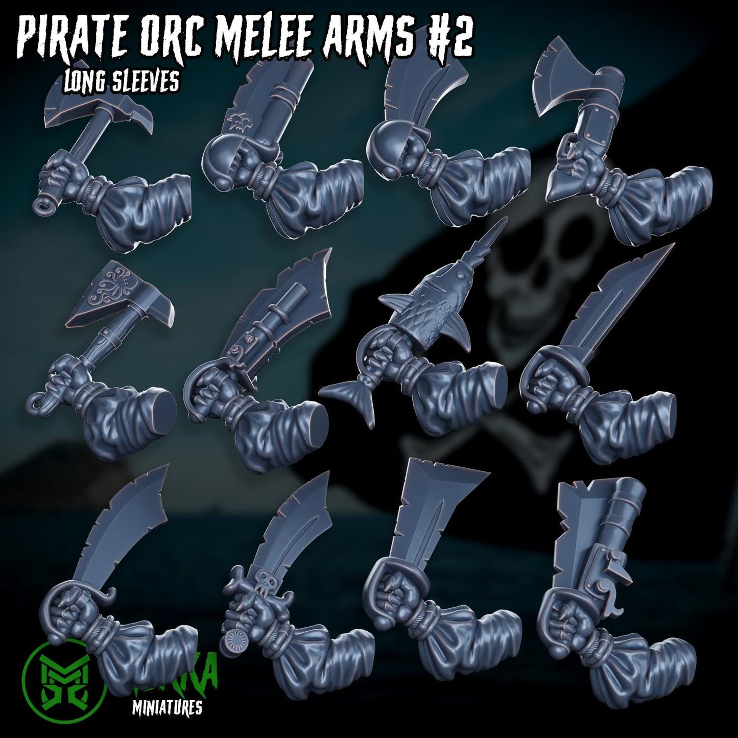 Pirate Ork Sword Hands! Space-Faring Orkish Menace Sculpted by Mekka Miniatures, Grimdark Compatible, Scaled for Sci-Fi Miniature Wargames