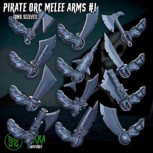 Pirate Ork Sword Hands! Space-Faring Orkish Menace Sculpted by Mekka Miniatures, Grimdark Compatible, Scaled for Sci-Fi Miniature Wargames