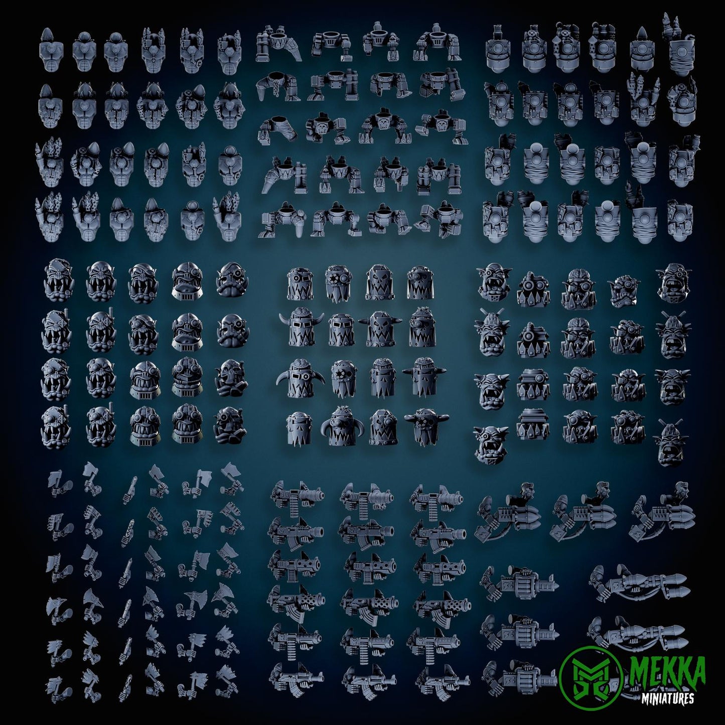 Modular Bionic Cyborks! Space-Faring Orkish Menace Sculpted by Mekka Miniatures, Grimdark Compatible, Scaled for Sci-Fi Miniature Wargames