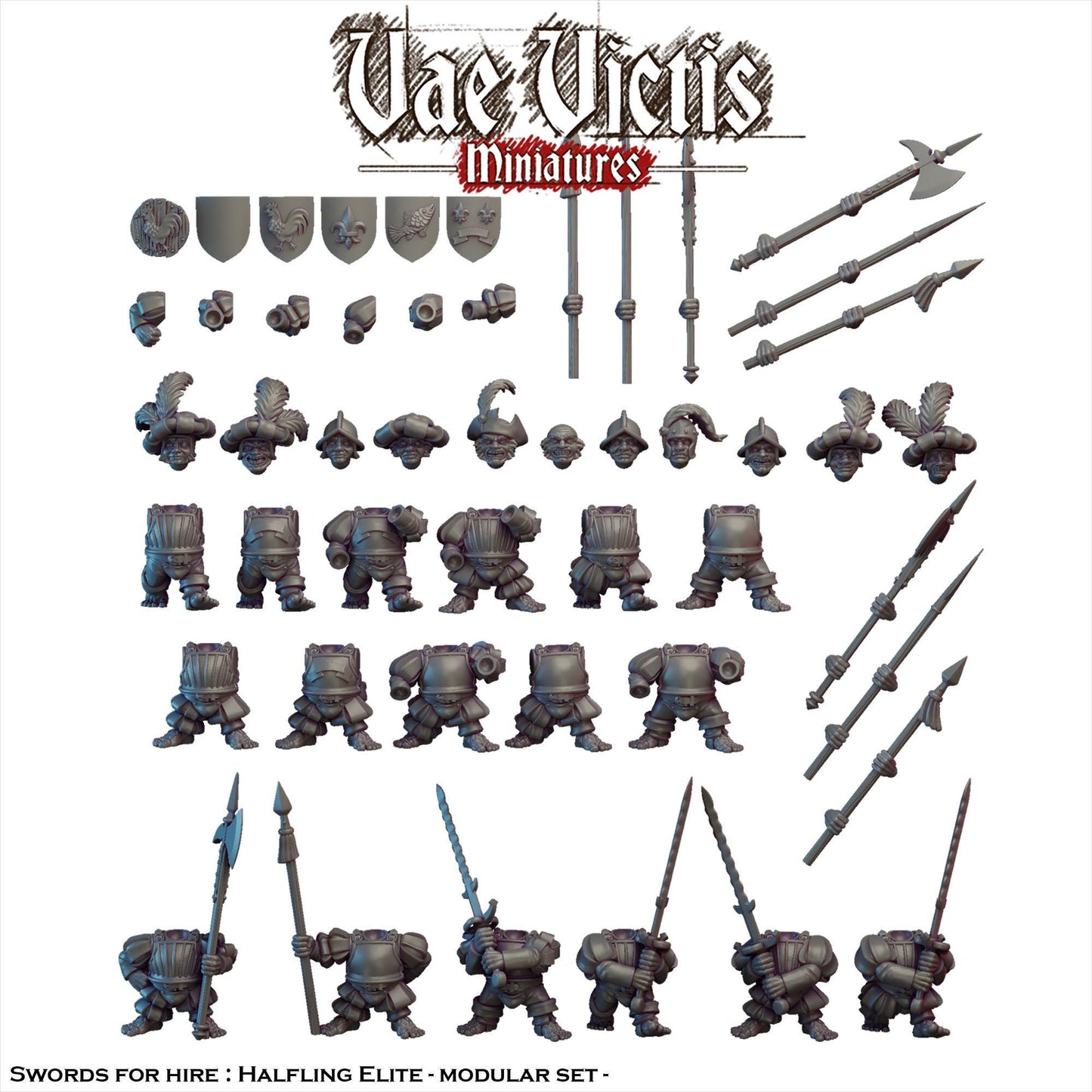 Modular Halfling Miniatures, Bits and Weapon Conversions Fantasy by Vae Victis, perfect for Fantasy Wargames and Tabletop RPGs