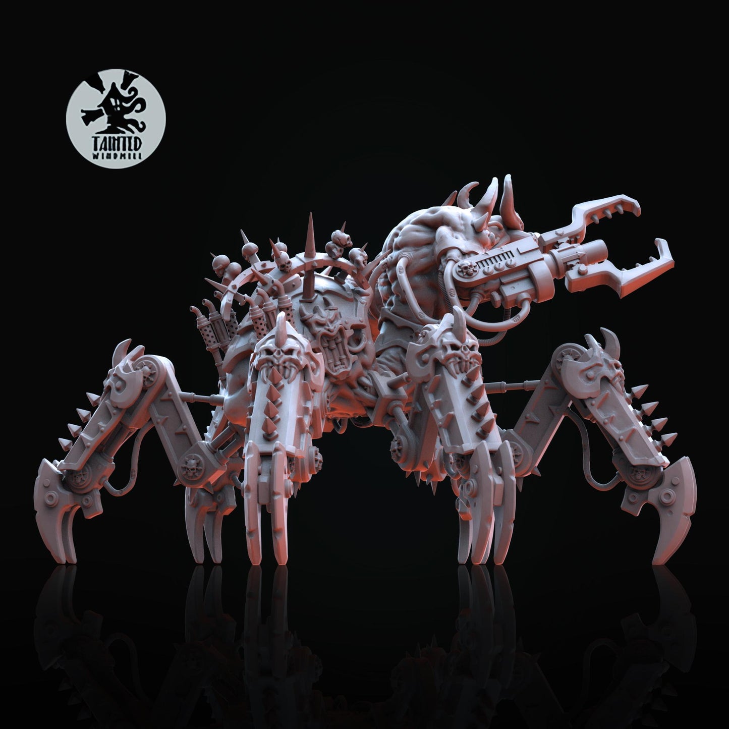 Iron Skulls Reaper, Chaotic Daemonic Monopose Miniatures Sculpted by Tainted Windmill for Wargames set in the Grimdark Future