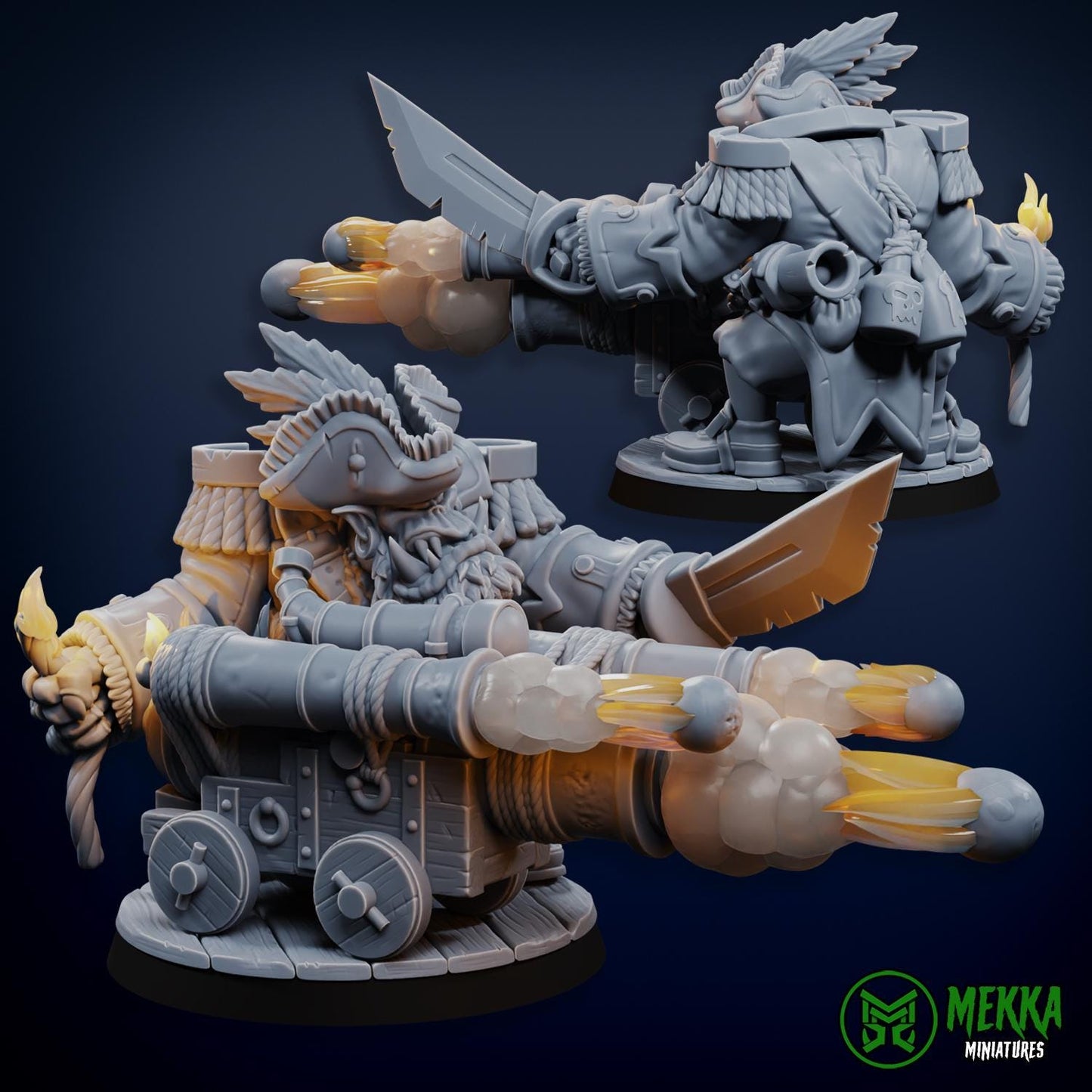 Flashy Captain, Space-Faring Orkish Menace Sculpted by Mekka Miniatures, Grimdark Compatible, Scaled for Sci-Fi Miniature Wargames
