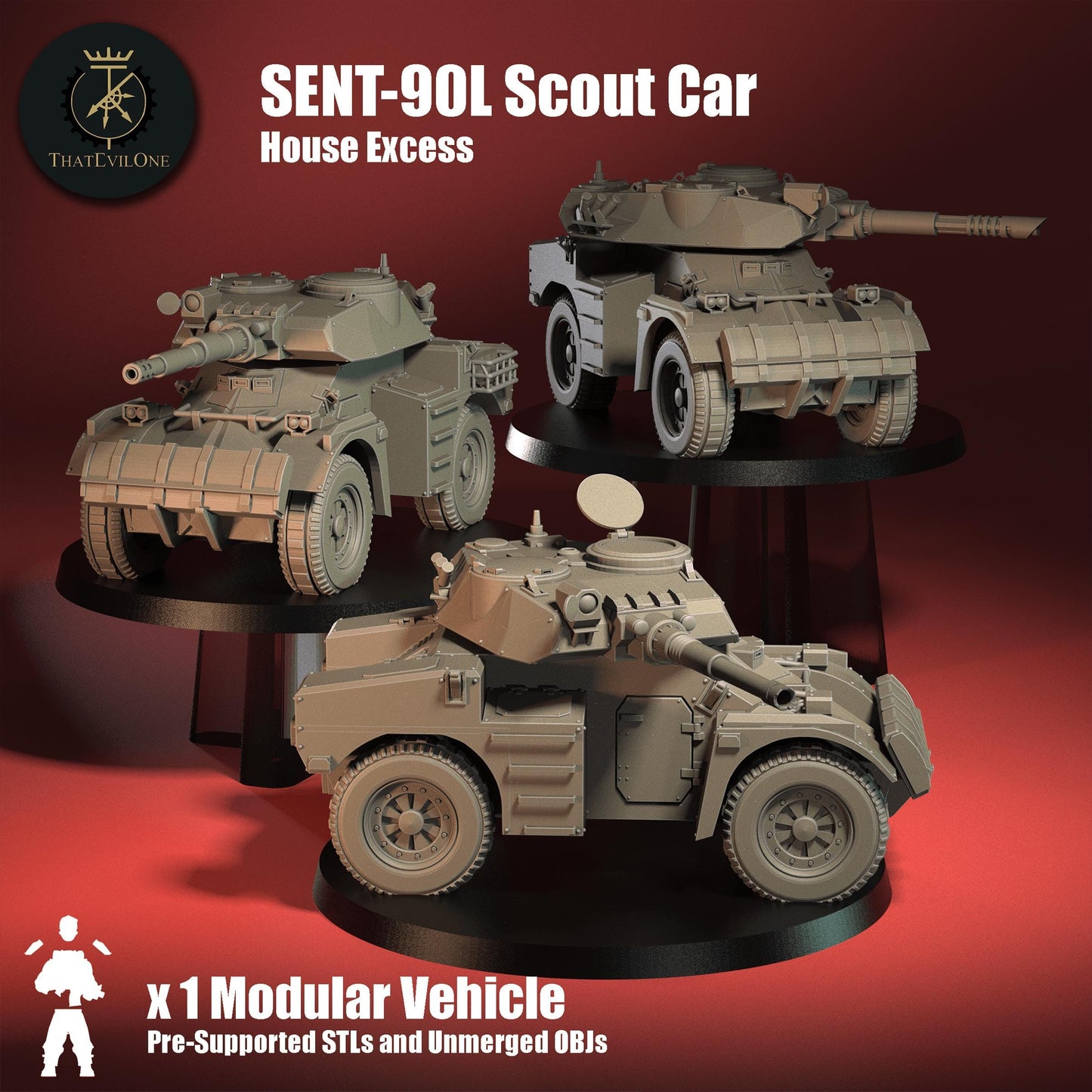 SENT-90L Scout Car Scout Car, Modular Sci-Fi Vehicle by ThatEvilOne, Sci-fi Wargames Proxy, Imperial heretic Auxillia Transport Truck
