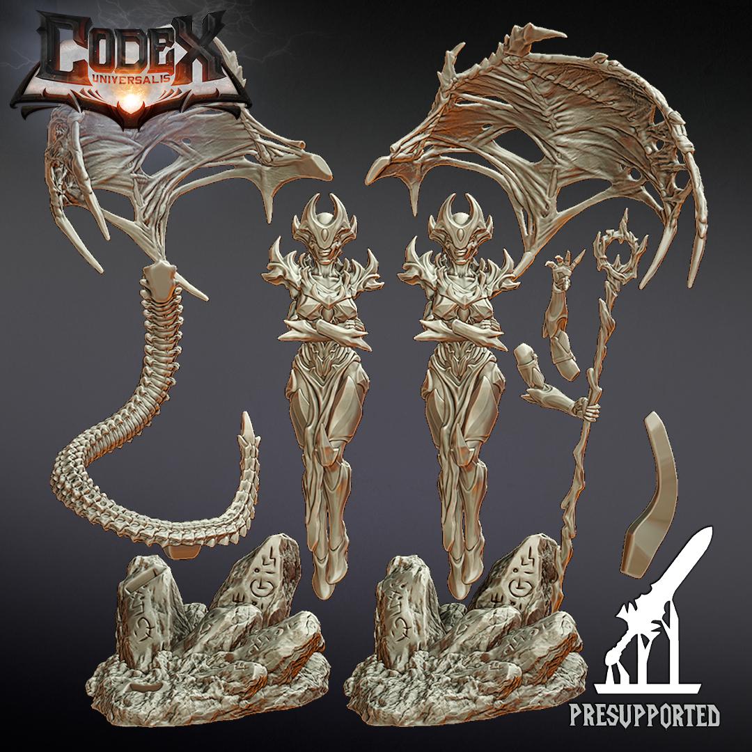 Kharnaxa standing, Demonic Heroic Miniature for Tabletop Roleplaying games by Codex Universalis