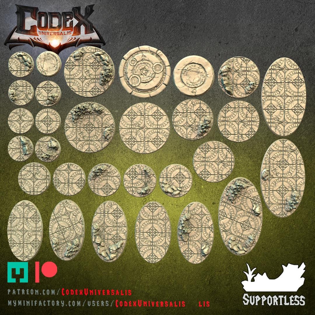 Cursed Temple Round and Oval Bases for use in Tabletop Wargames by Codex Universalis