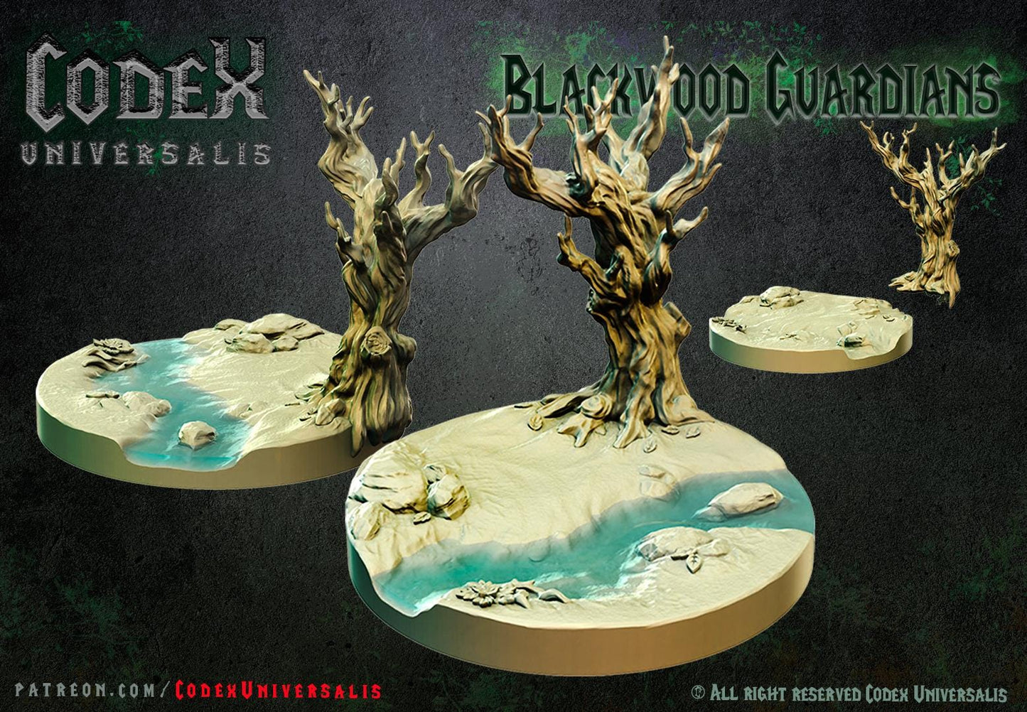 Blackwood Guardians Round and Oval Diorama Bases for use in Tabletop Wargames by Codex Universalis