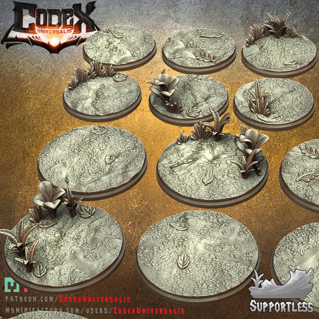 Grass and plants Round and Oval Bases for use in Tabletop Wargames by Codex Universalis