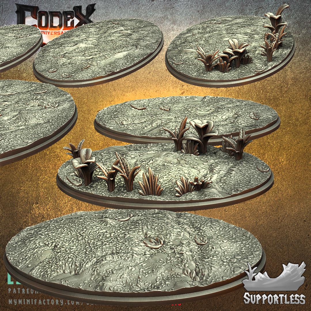 Grass and plants Round and Oval Bases for use in Tabletop Wargames by Codex Universalis