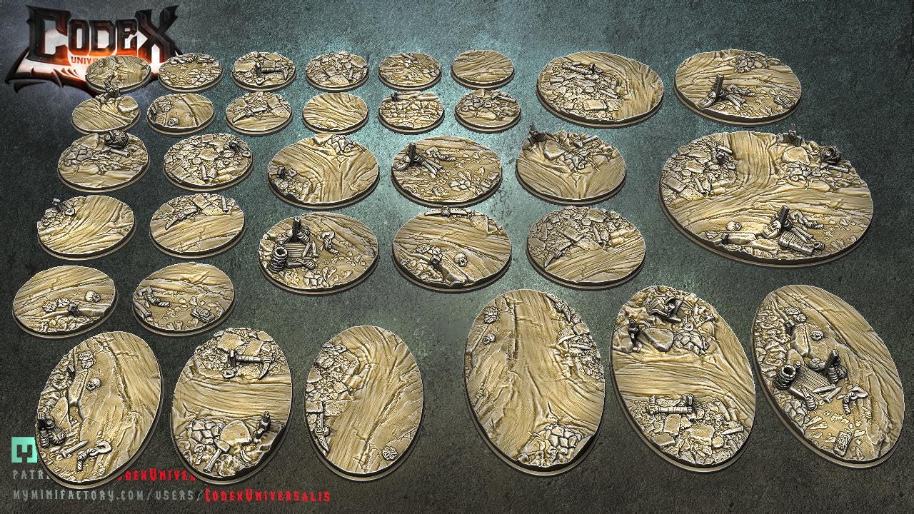 Dwarven Mines Round and Oval Bases for use in Tabletop Wargames by Codex Universalis