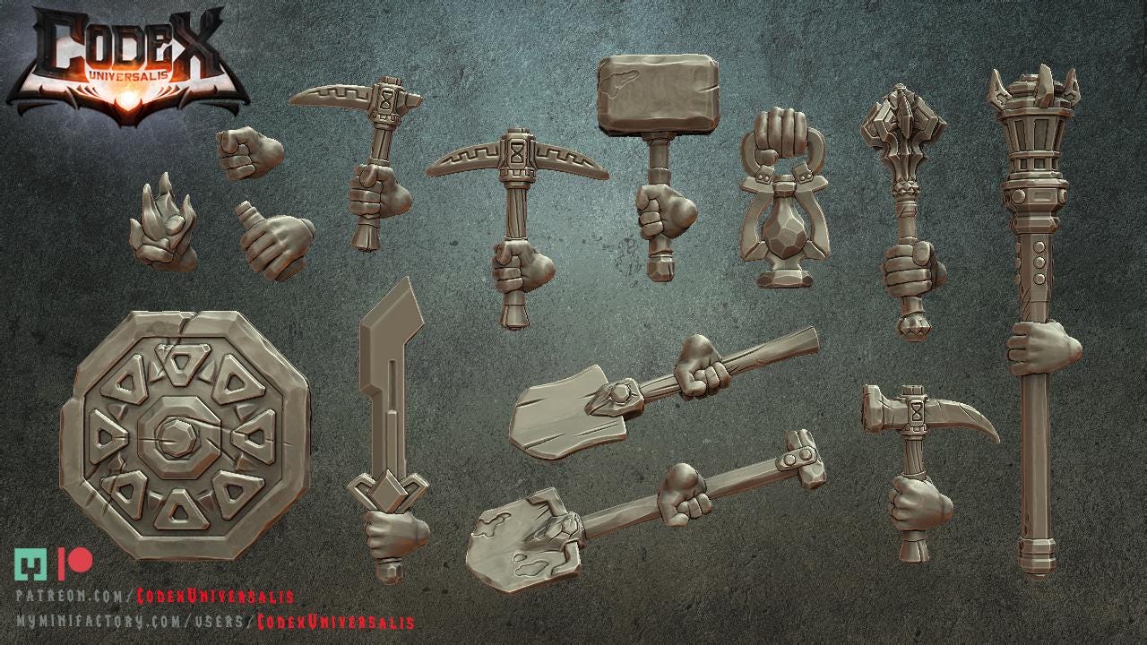 Skaldarg Miner Dwarf Company, Dwarf Miner Hero Miniatures for Tabletop Roleplaying games by Codex Universalis