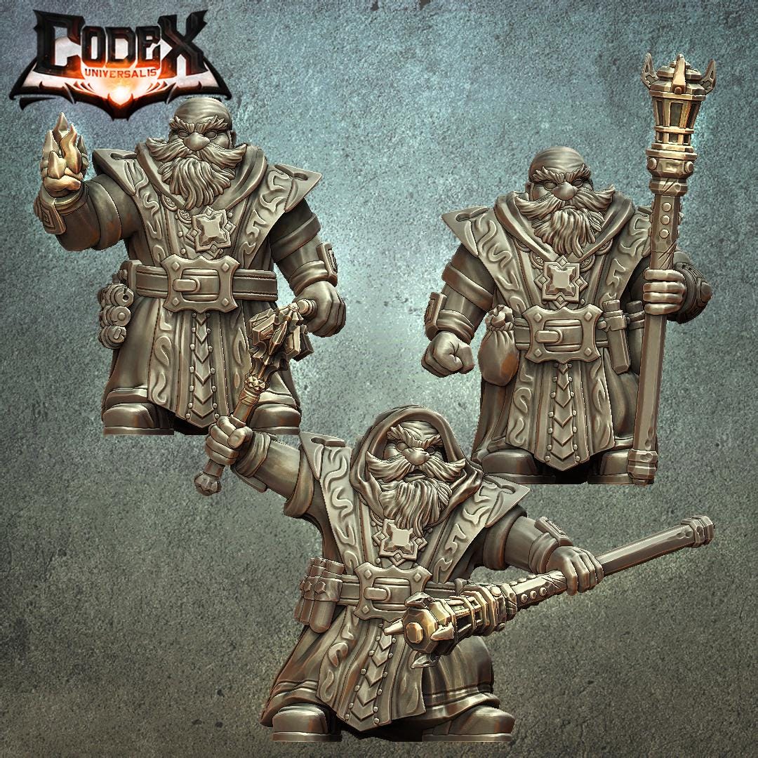Skaldarg Miner Dwarf Company, Dwarf Miner Hero Miniatures for Tabletop Roleplaying games by Codex Universalis
