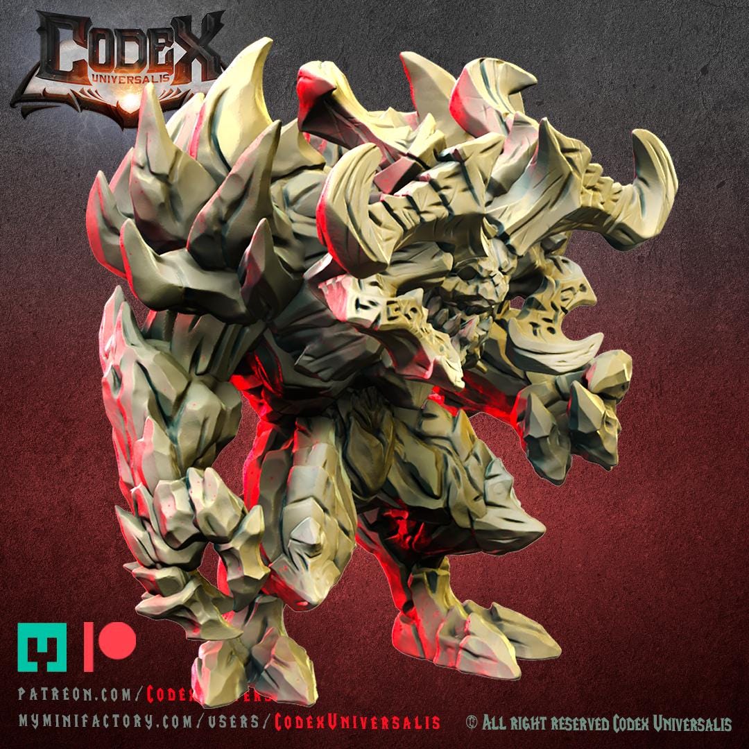 Fire and Stone Demons, Demonic Lava Spirit Miniatures for Tabletop Roleplaying games by Codex Universalis