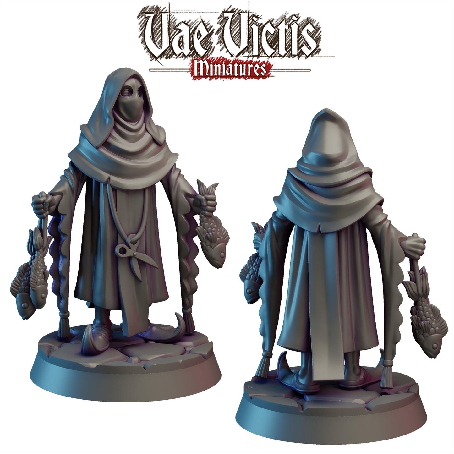 Mysterious Fish Vendor, Cursed City Mercenary, Mercenary Miniatures by Vae Victis, perfect for Fantasy Wargames and Tabletop RPGs