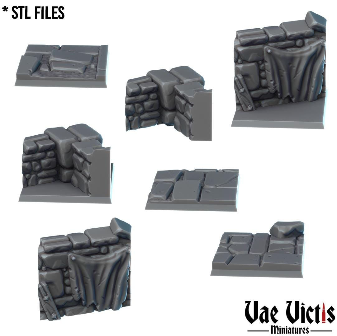 Stone Floors Round and Square Bases for use in Tabletop Wargames by Vae Victis