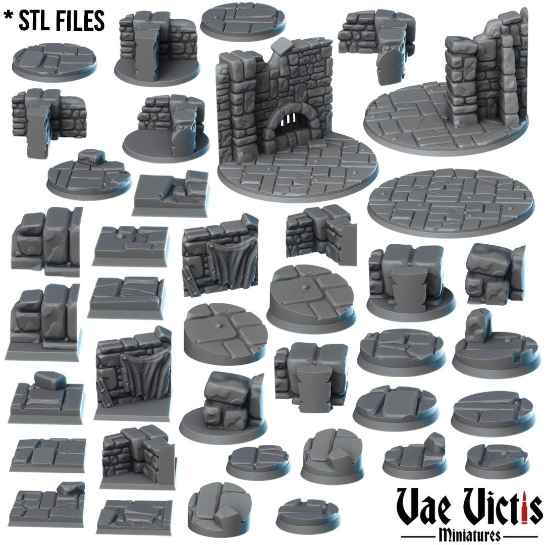 Stone Floors Round and Square Bases for use in Tabletop Wargames by Vae Victis