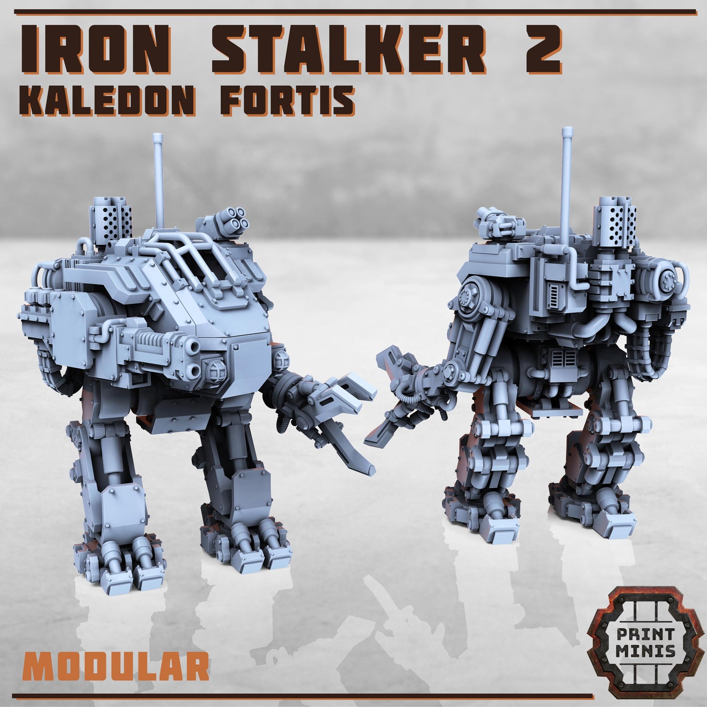 Iron Stalker Mech Kit  - Kaledon Fortis Army, Sci-Fi Space Militia Soldiers by Print Minis