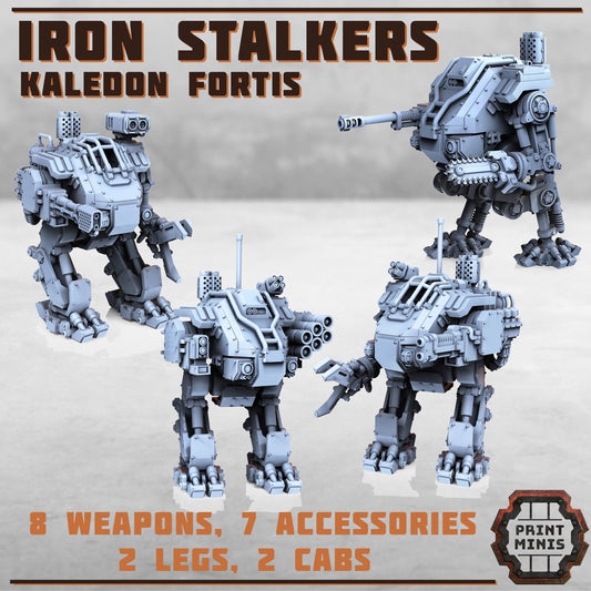 Iron Stalker Mech Kit  - Kaledon Fortis Army, Sci-Fi Space Militia Soldiers by Print Minis