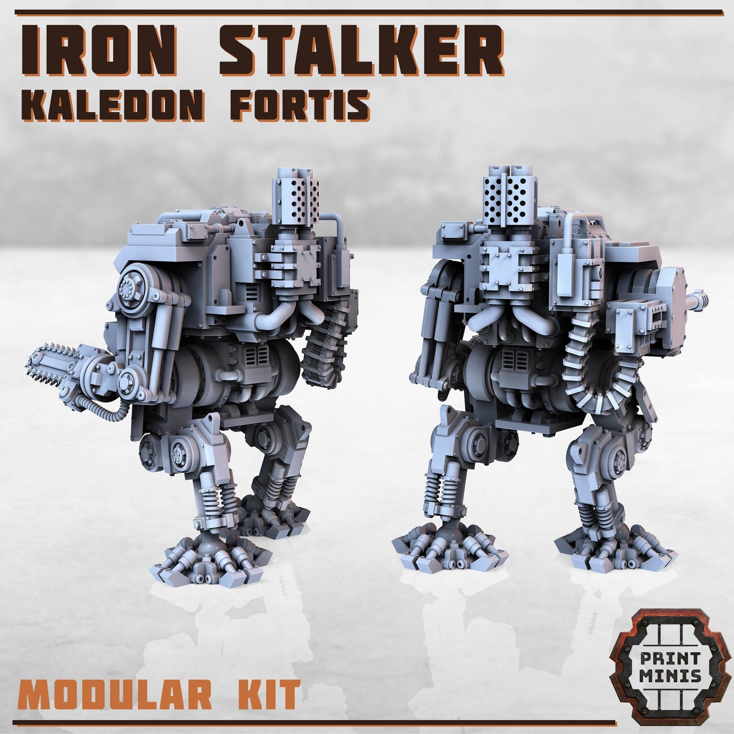 Iron Stalker Mech Kit  - Kaledon Fortis Army, Sci-Fi Space Militia Soldiers by Print Minis
