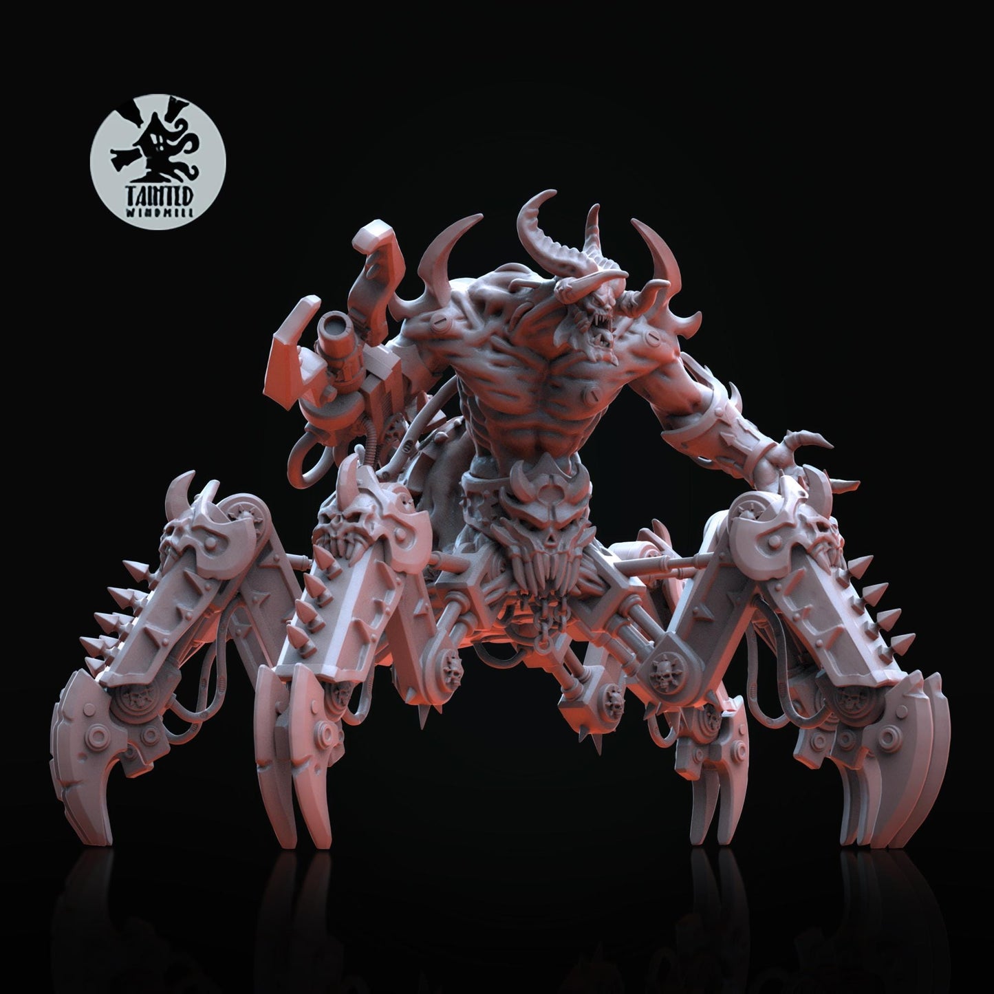 Iron Skulls Reaper, Chaotic Daemonic Monopose Miniatures Sculpted by Tainted Windmill for Wargames set in the Grimdark Future