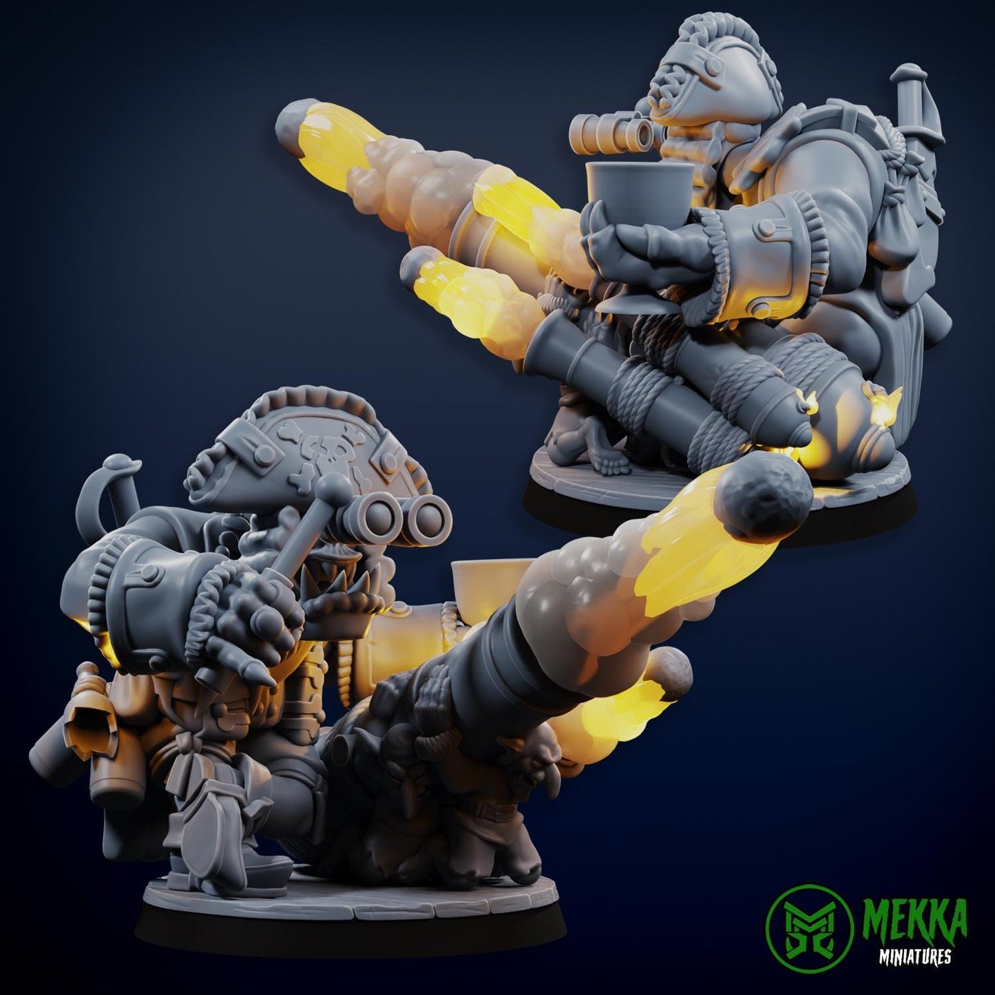 Flashy Captain, Space-Faring Orkish Menace Sculpted by Mekka Miniatures, Grimdark Compatible, Scaled for Sci-Fi Miniature Wargames